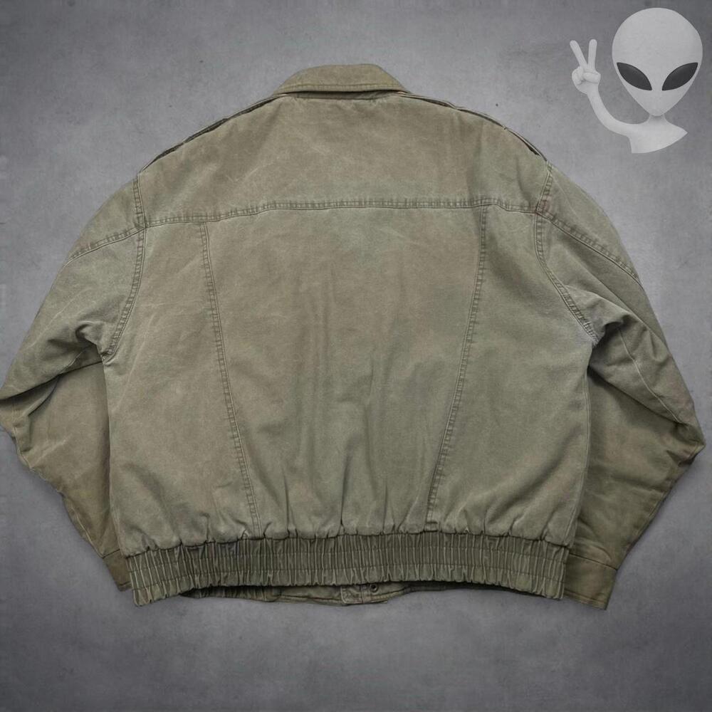 Vtg 90s Fox Chapel Sportswear Jacket XL Olive Sherpa Lined Utility Gorpcore - Picture 3 of 6
